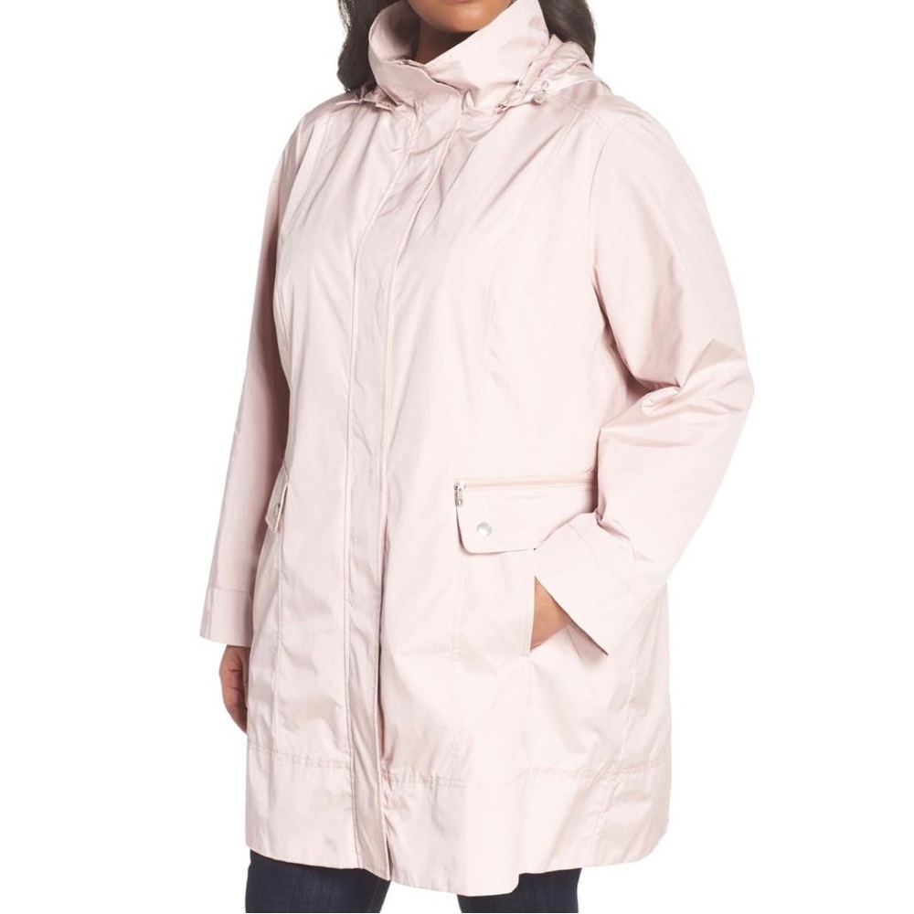 Cole Haan Double Face Packable Rain Jacket Water Resistant Dusty Rose Plus Sz 2X